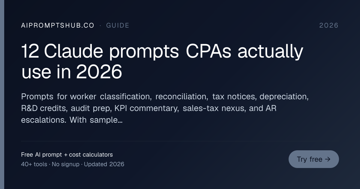 Best Claude prompts for accountants in 2026 · AI Prompt Generator Hub